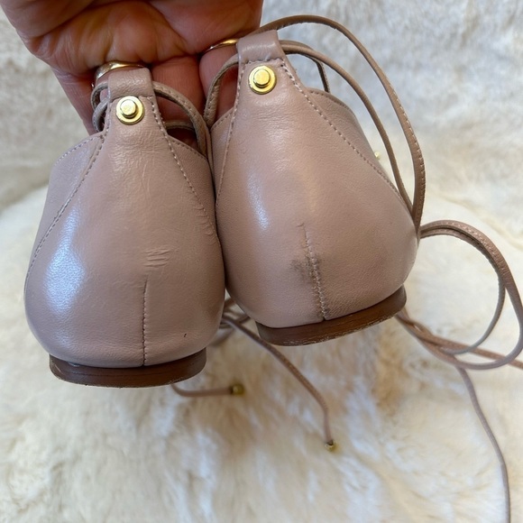 Halogen Owen lace up pointed toe flats in leather upper color Blush Sz-9M. F - Picture 6 of 11